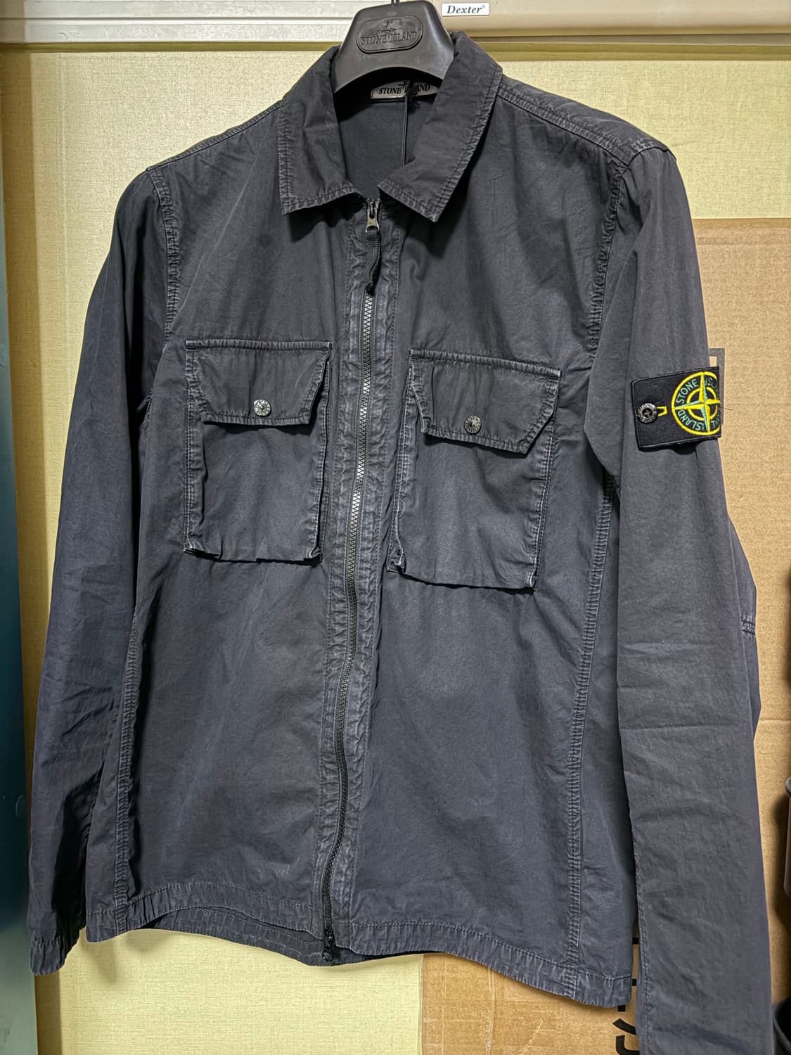 스톤아일랜드 21FW 올드이펙트 오버셔츠 블랙 L 급처 상품이미지1