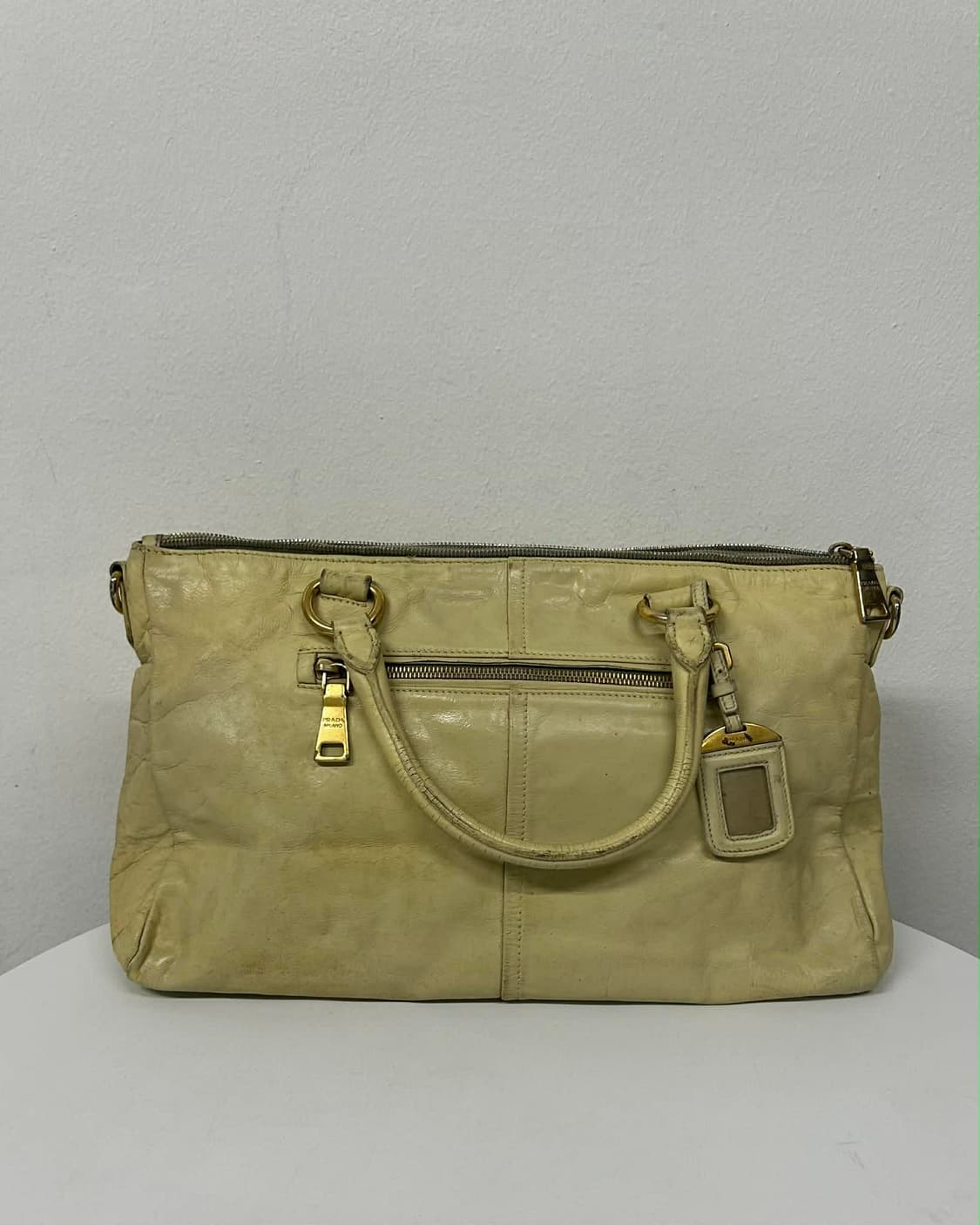 프라다 빈티지 레더 숄더백 토트백 상품이미지6