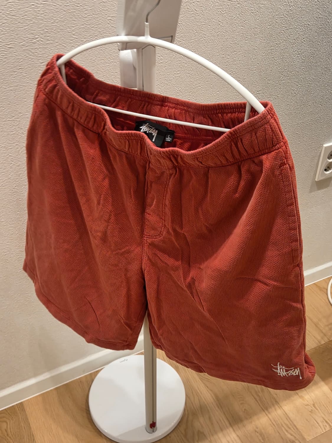 스투시 더블레이어 저지 반바지 레드 라지 상품이미지4