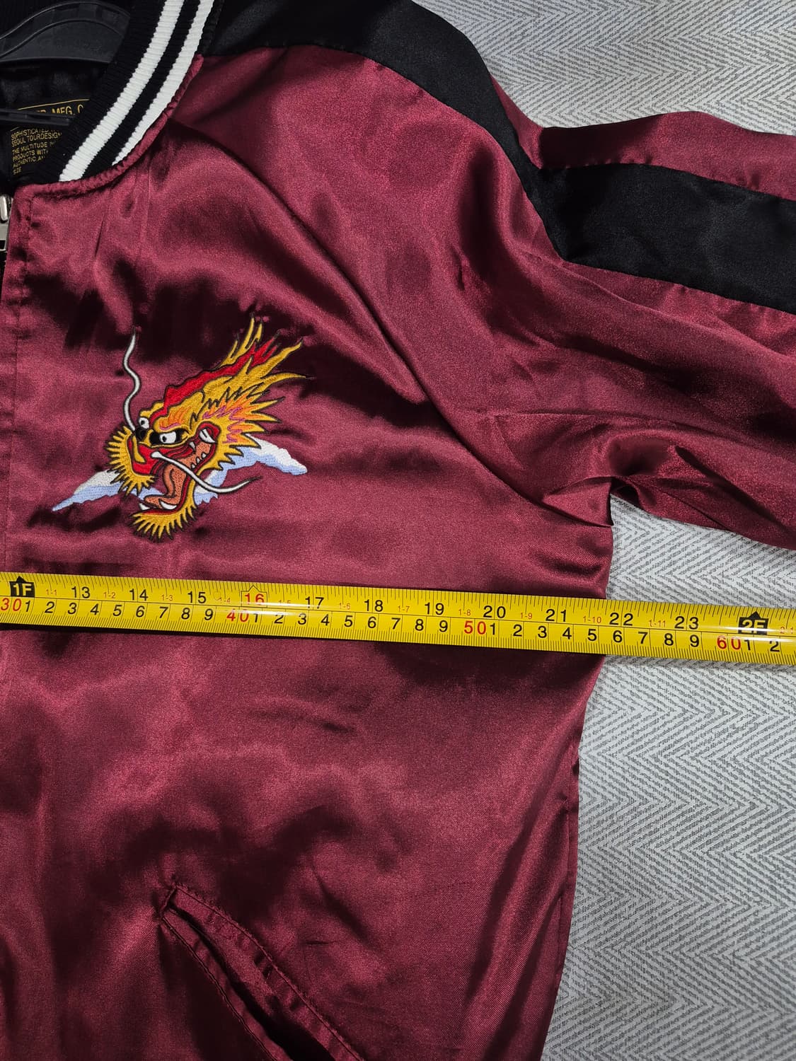 어커버 스카쟌 자수 점퍼 버건디 자켓남성 95사이즈 상품이미지9