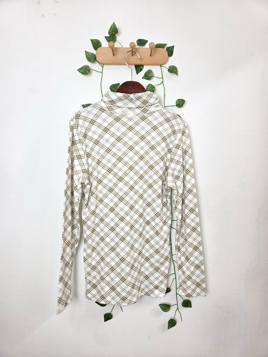 녹차 체크 목폴라 슬리브 상품이미지4