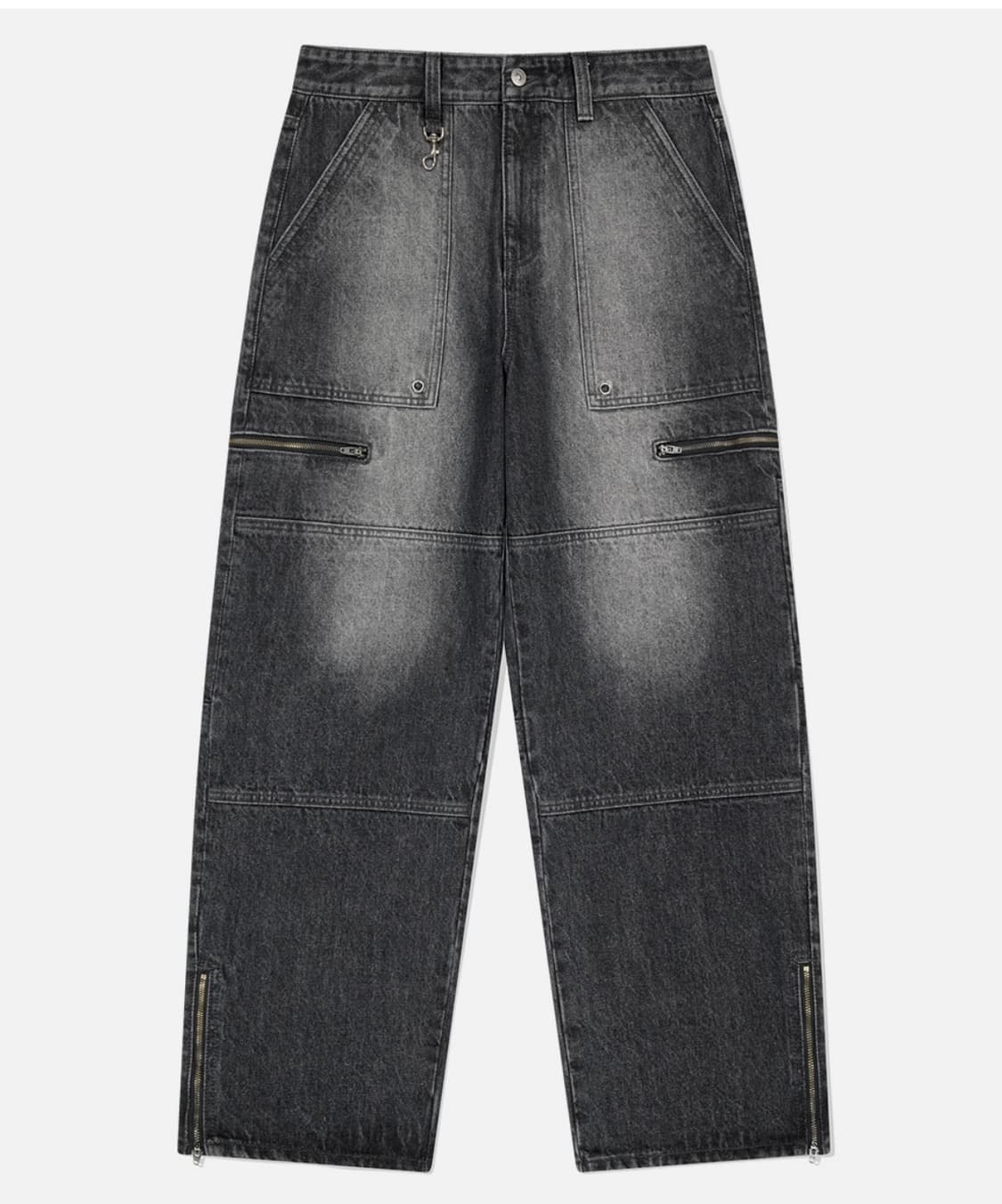 [L] 마하그리드 지퍼 카고 흑청데님 청바지 상품이미지1
