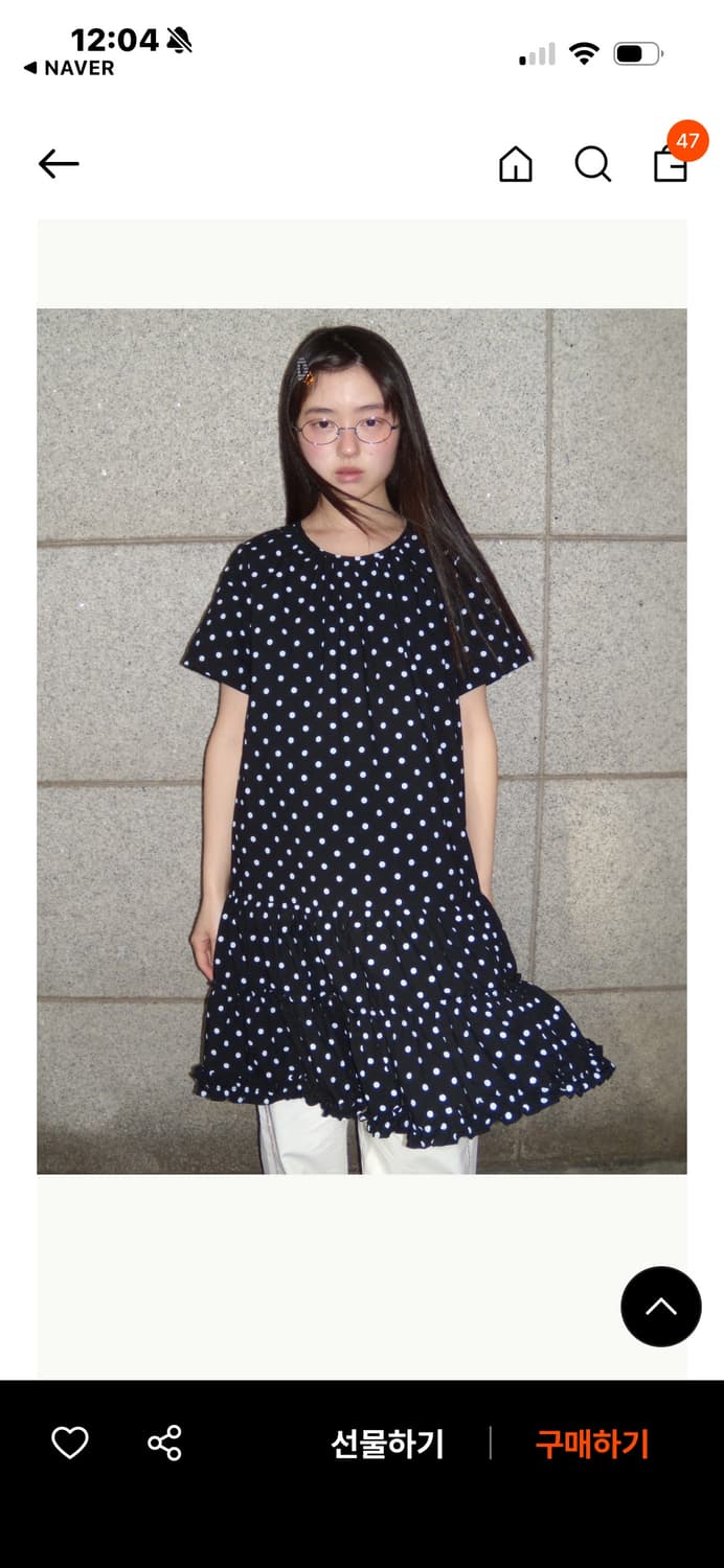 론론 도트 프릴 원피스 네이비 팔아요 상품이미지2