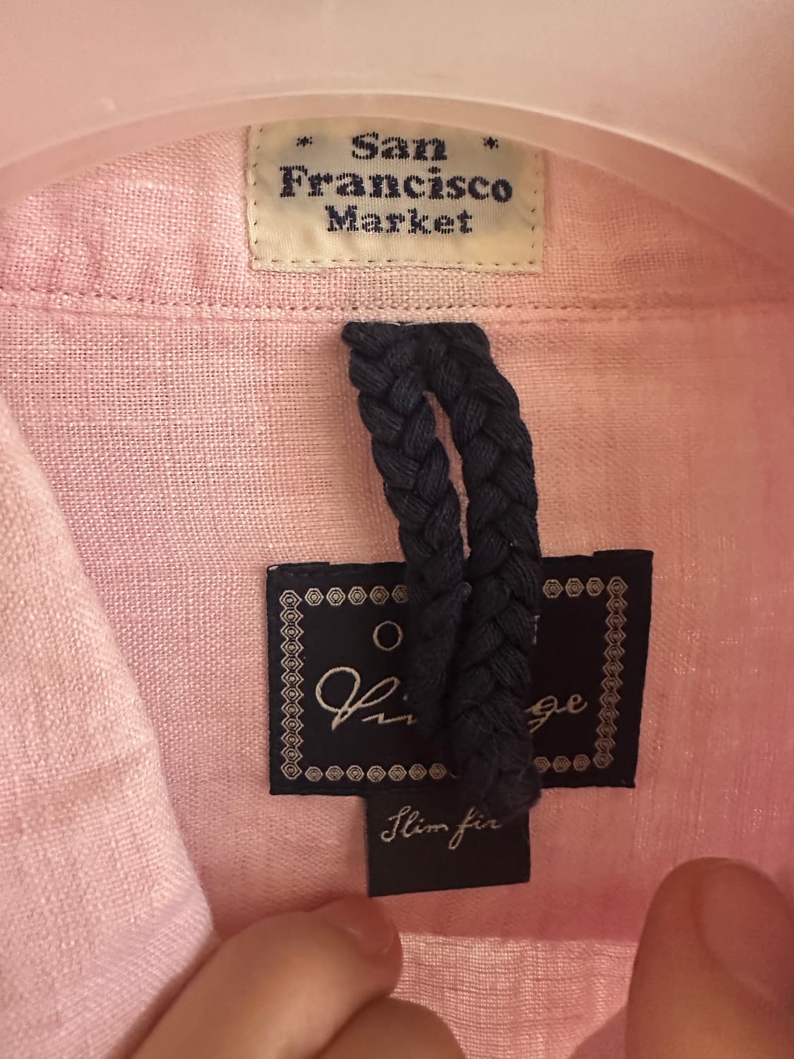 ORIAN 오리앙 린넨 셔츠 핑크 39/15½ 슬림핏 상품이미지2