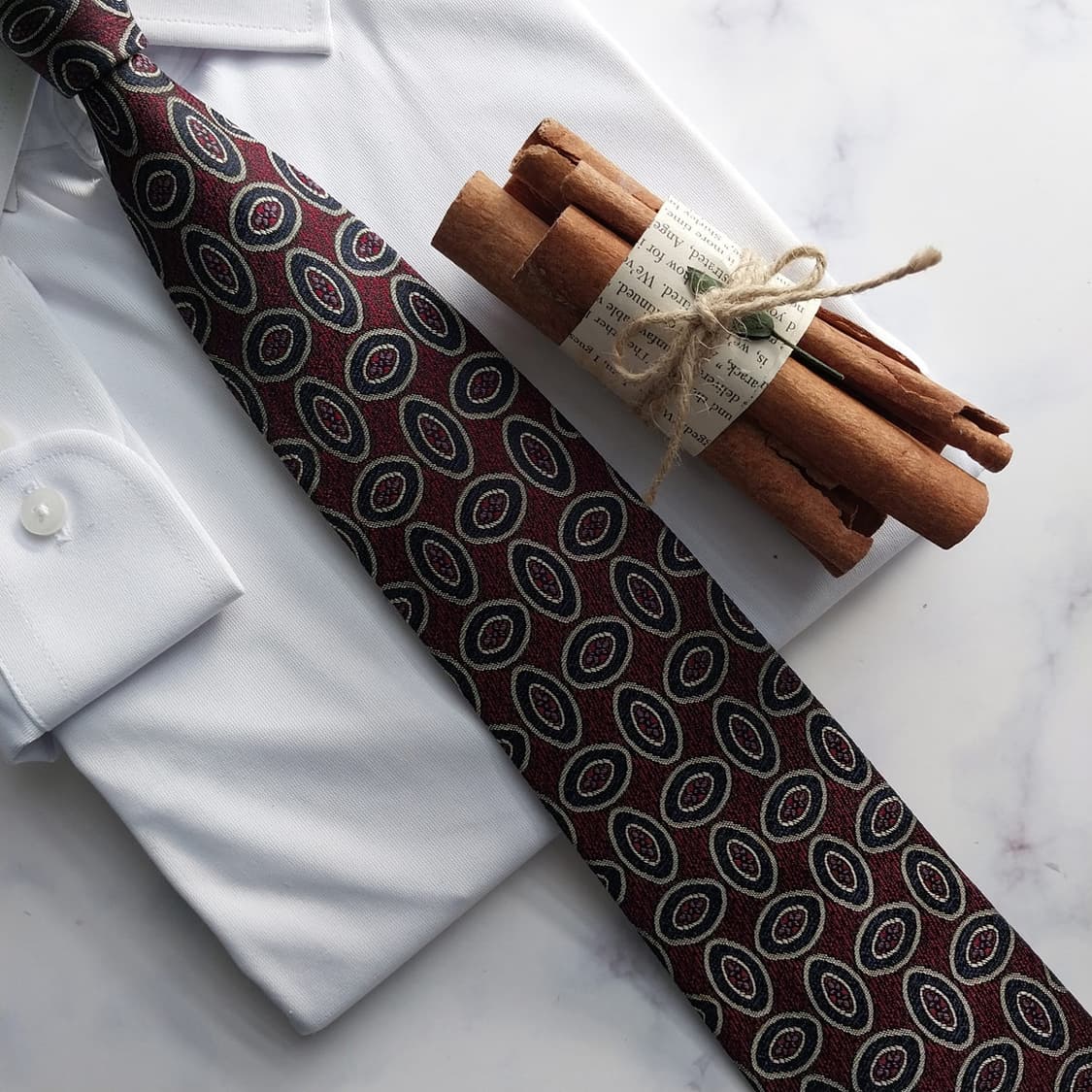 마크 크로스 실크 와인 지오메트릭 넥타이 9.2cm A+등급 K1511
 상품이미지8