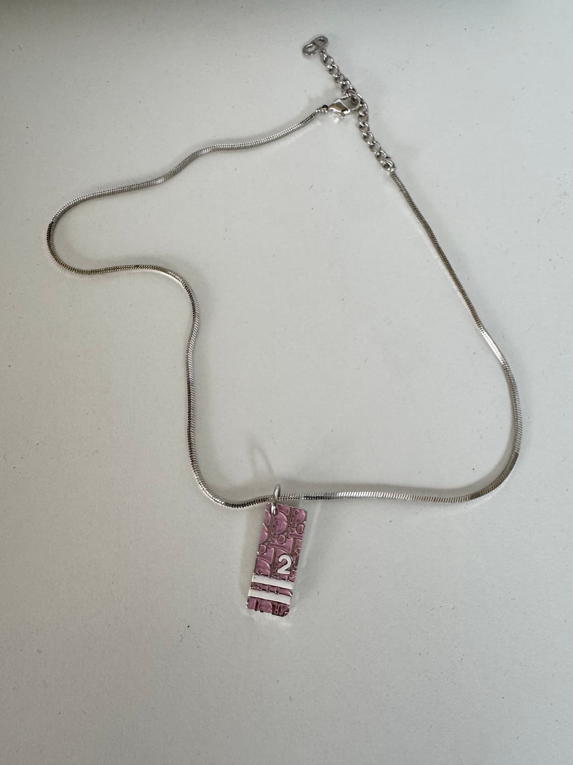 Dior 디올 빈티지 트로터 핑크 넘버 2 플레이트 목걸이 상품이미지8