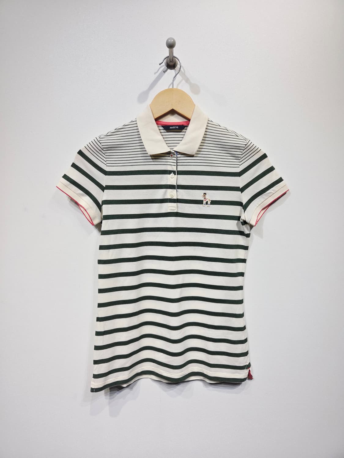 HAZZYS 해지스 딥그린 스트라이프 반팔 카라티 상품이미지2