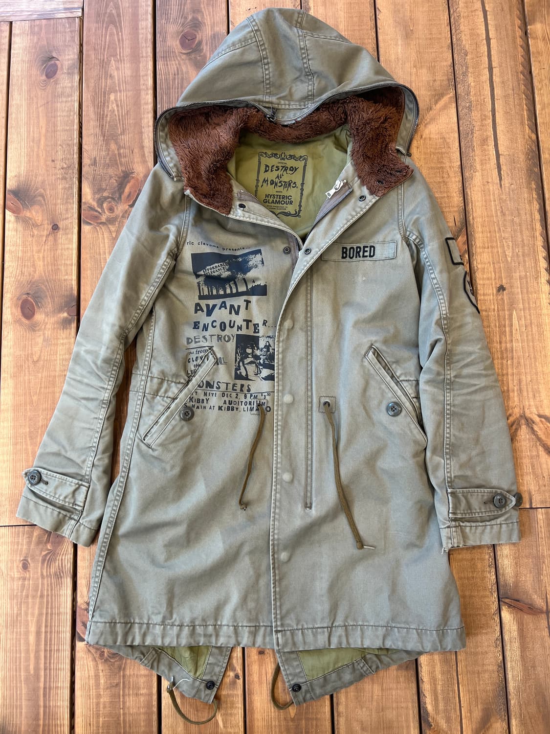 히스테릭글래머 카키 프린팅 퍼 롱 파카 상품이미지6