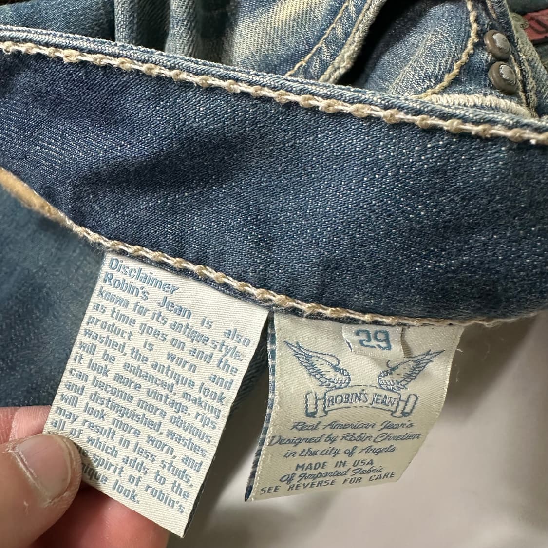 우먼M-L 로빈슨진 슬림 스키니핏 성조기패치 녹워싱 데님팬츠 상품이미지7