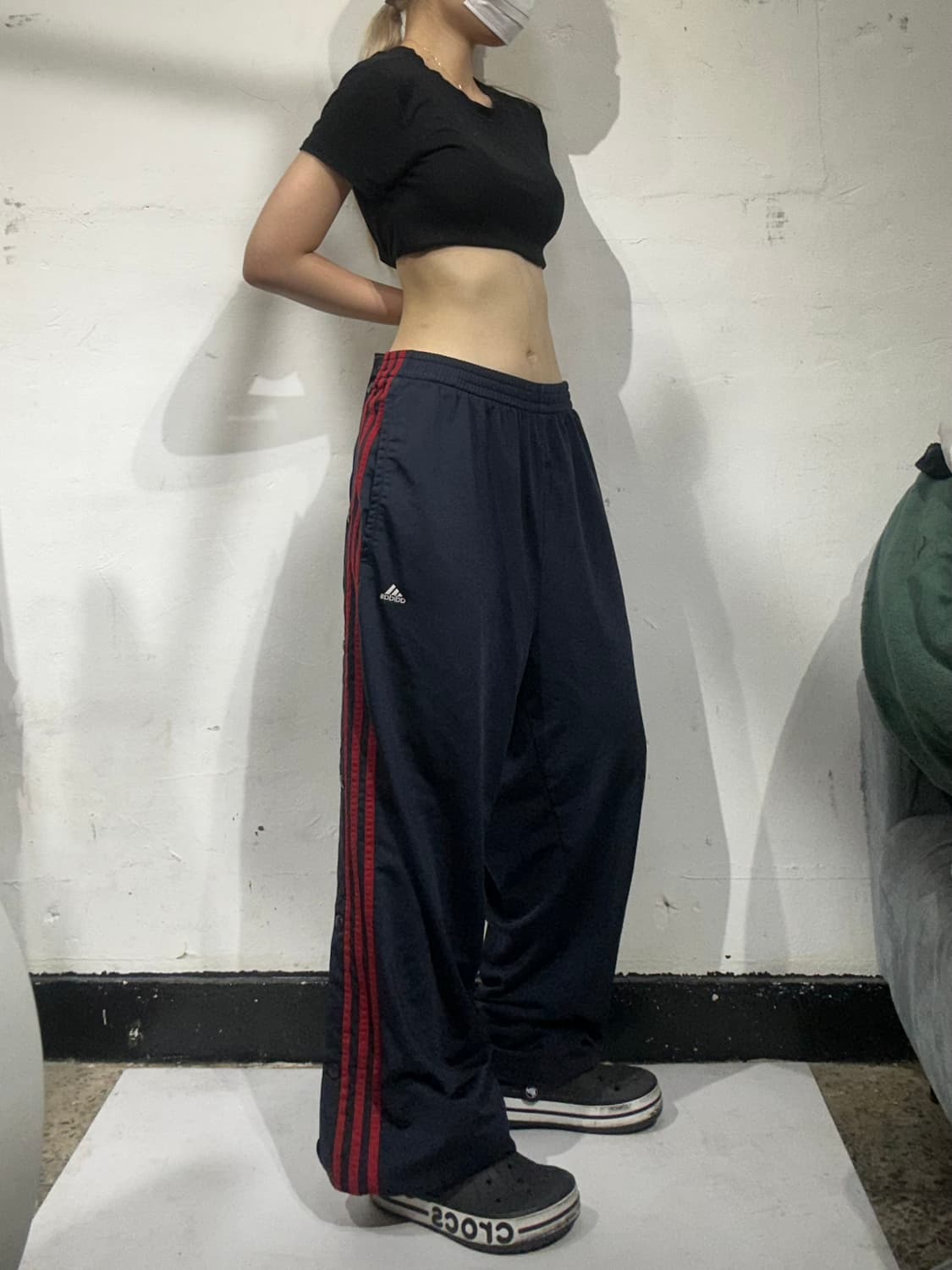 아디다스 네이비 레드 삼선 와이드 팬츠 XL 상품이미지1