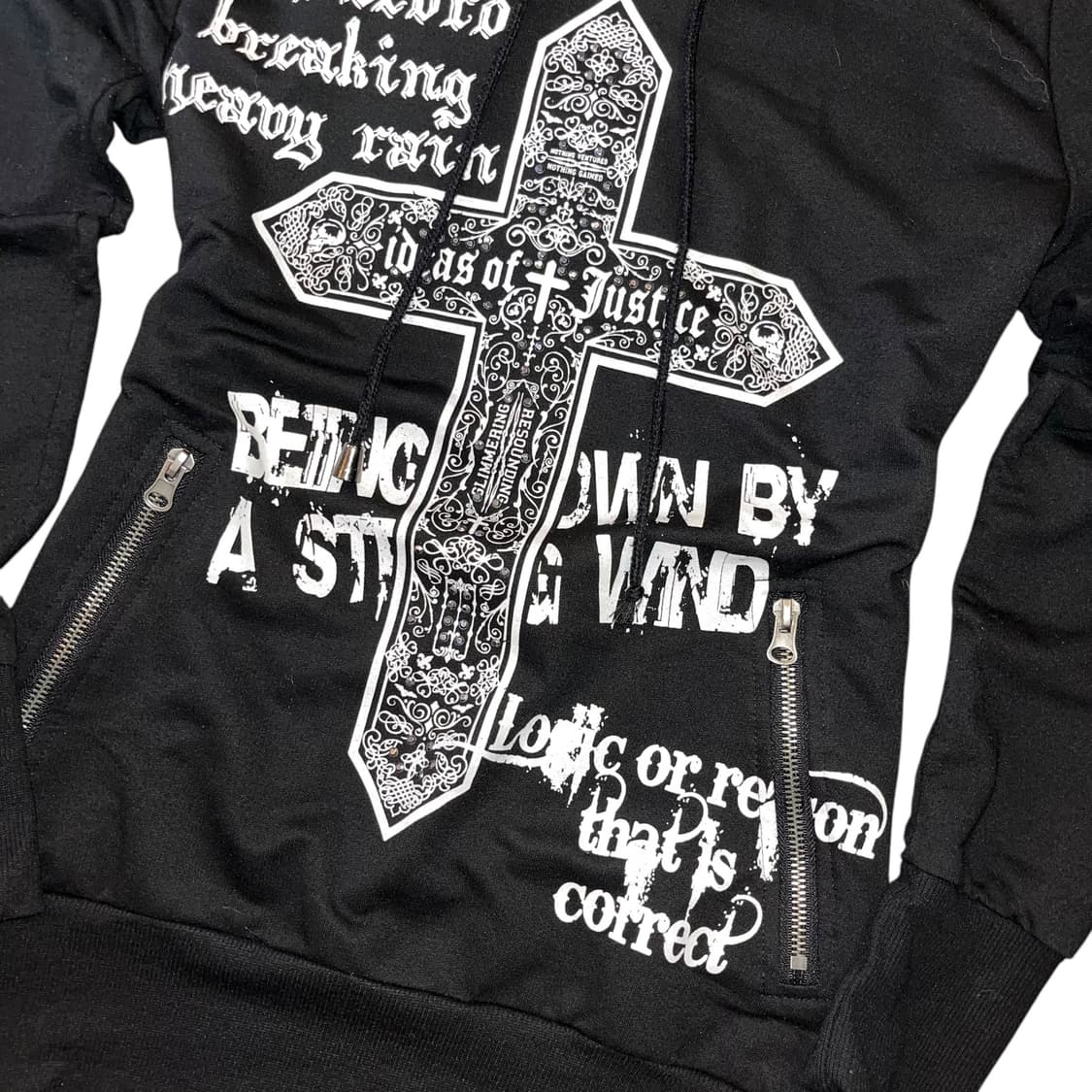 DIG DEEP 디그딥 십자큐빅 해골자수 후드 긴팔원피스 펑크y2k갸루 상품이미지4