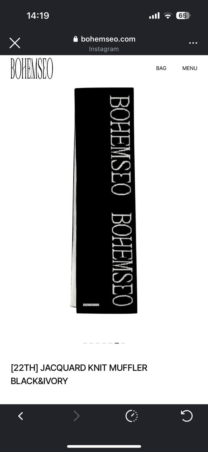 보헤미안서울 자카드 니트 머플러 블랙앤아이보리 상품이미지6