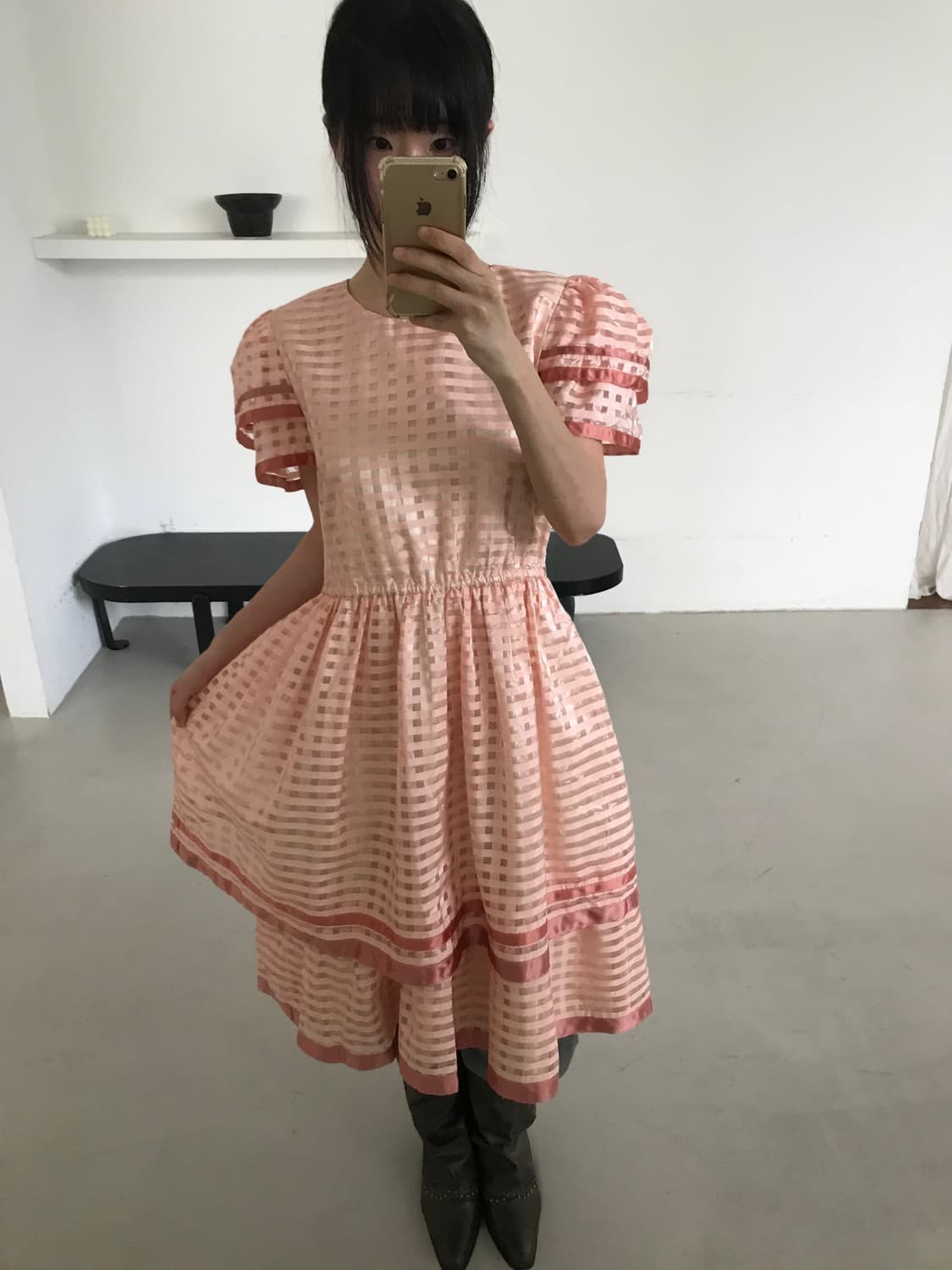 vintage pink pattern one-piece 상품이미지4