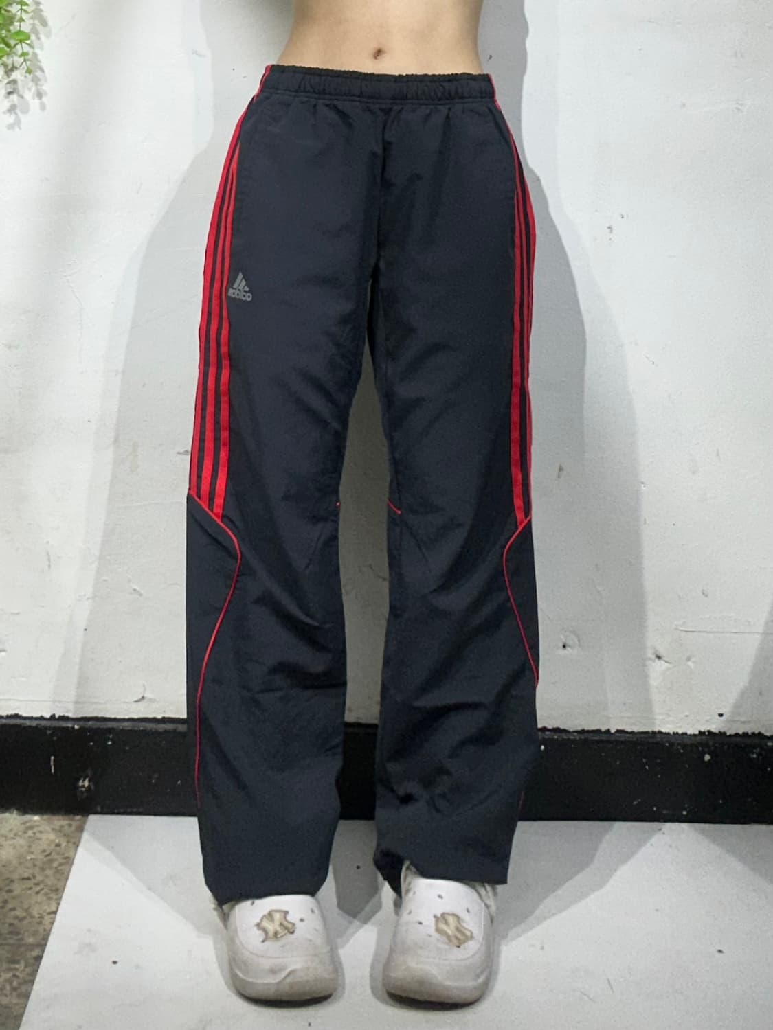 00s 아디다스 블랙 와이드 네이비 레드 삼선 트랙 팬츠 L 상품이미지2