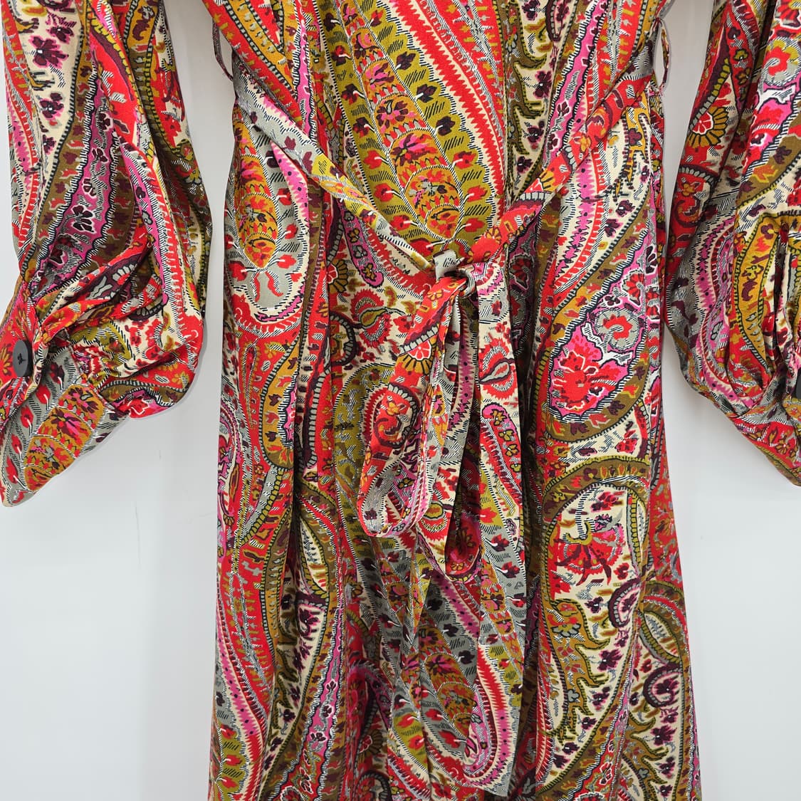 ZARA Paisley Satin Dress with Belt Pink 상품이미지9