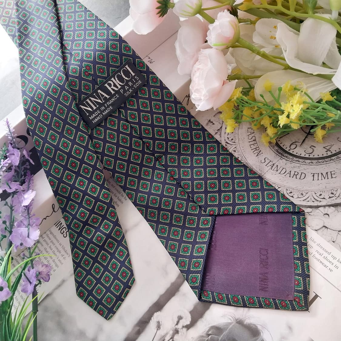 니나리치 실크 네이비&그린 다이아 넥타이 9.2cm A+등급 K1297
 상품이미지5