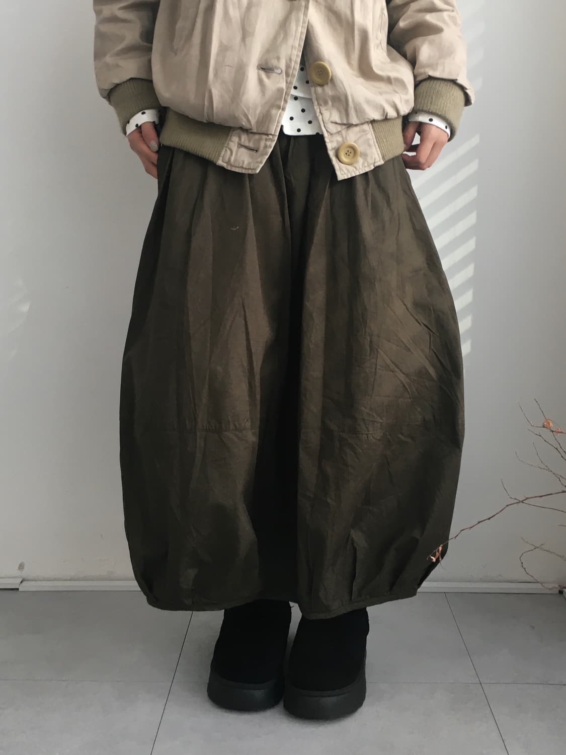 Khaki Cotton Balloon Skirt  상품이미지1