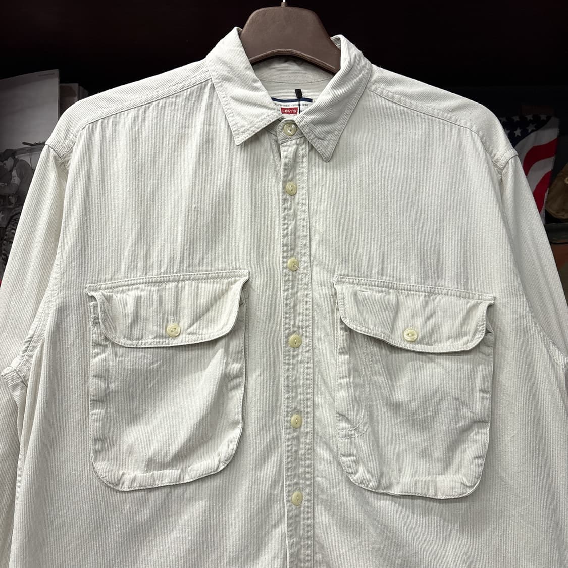 90s 리바이스 핸드드로운 그래픽 베이스볼 코치 셔츠 N1480 상품이미지3