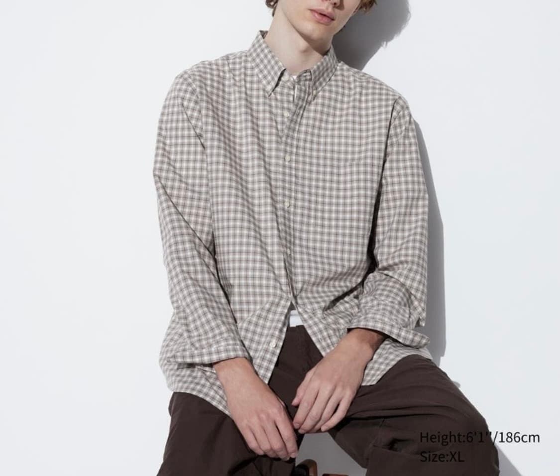 [4XL] 유니클로 오버핏 시티보이 캐쥬얼 체크 셔츠 남방 상품이미지1