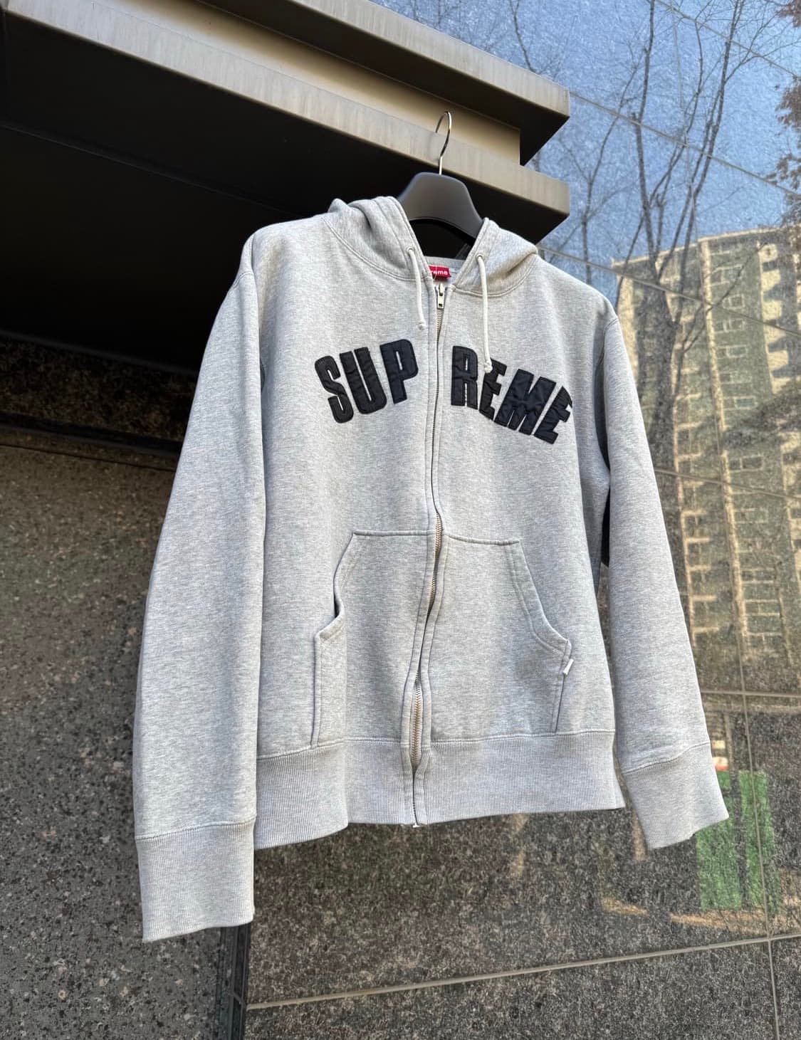 90s 슈프림 후드집업 그레이 아치로고 상품이미지1