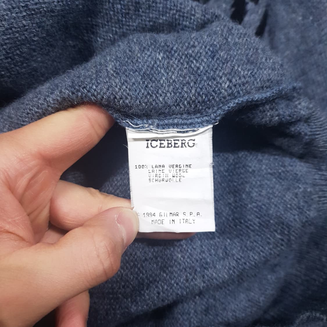 실측 XL 아이스버그 빅로고 퓨어 버진울 터틀넥 니트 스웨터 울마크 인증 상품이미지7