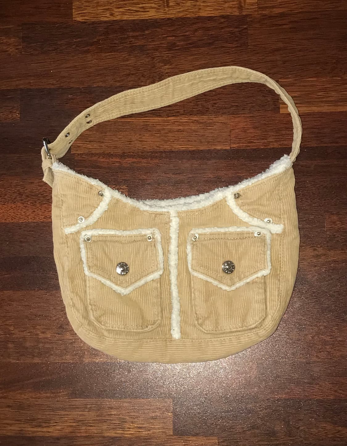 휘귀) 핀터 포켓 숄더백 코듀로이 무스탕 가방 크로스백 겨울 퍼 상품이미지3