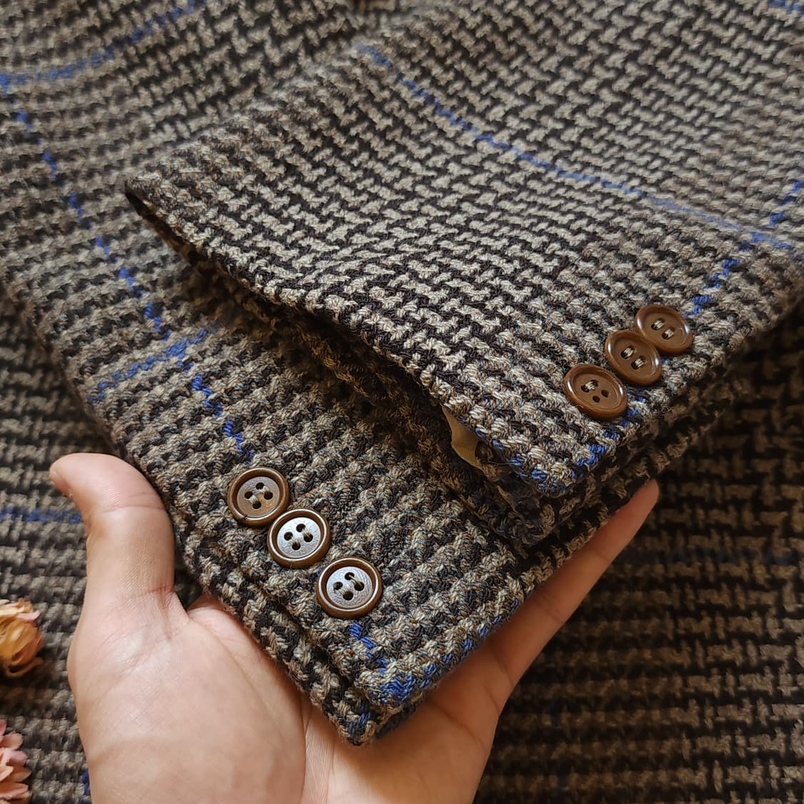 90s 조르지오 아르마니 점보 하운드투스 2버튼 울 블레이져 자켓50 상품이미지7