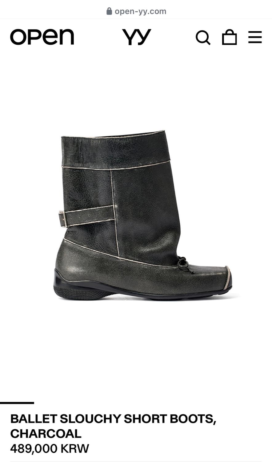 오픈와이와이 BALLET SLOUCHY SHORT BOOTS차콜 상품이미지1