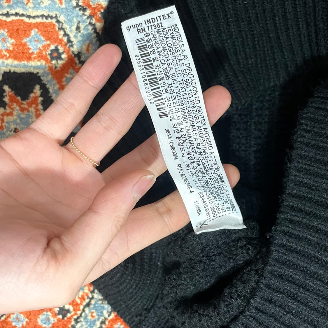 자라 블랙 리본패턴 벌룬 크롭 니트 여성M 상품이미지5