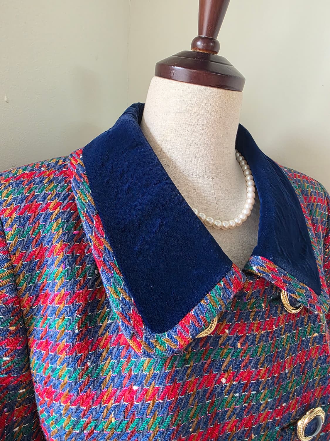 벨벳 배색 카라 보카시 체크 트위드 자켓 상품이미지6