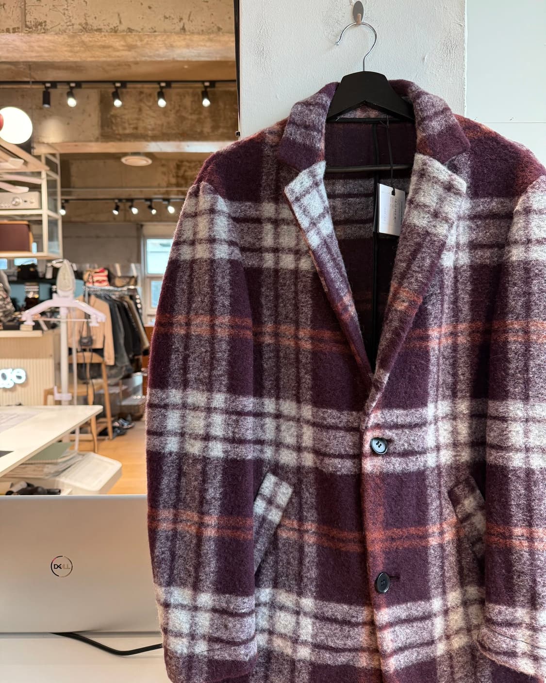 데이비드 나만 퍼플 체크 패턴 라나버진 울 자켓  상품이미지4