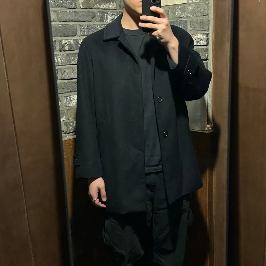 M) YSL 입생로랑 울 캐시미어 미디움 코트 자켓 블랙 상품이미지9