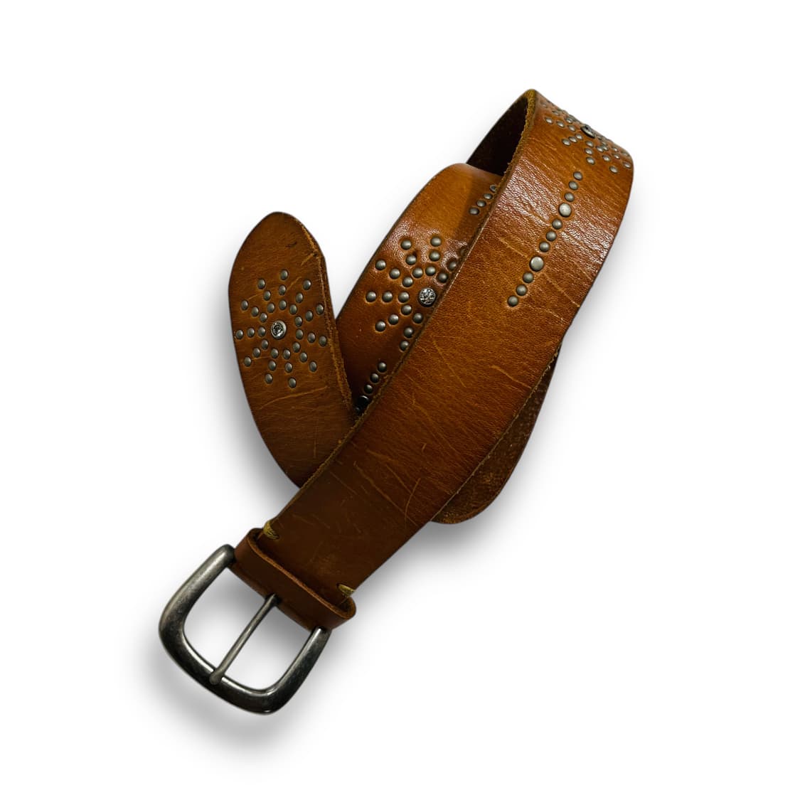 웨스턴 다중 스터드 쥬얼리 브라운 레더 벨트 상품이미지7