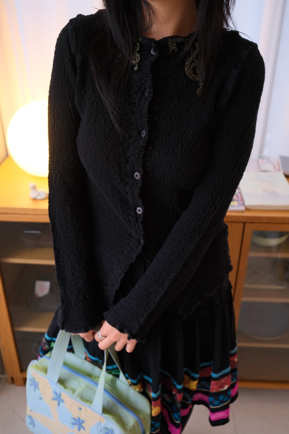 Music note wrinkled cardigan 상품이미지2