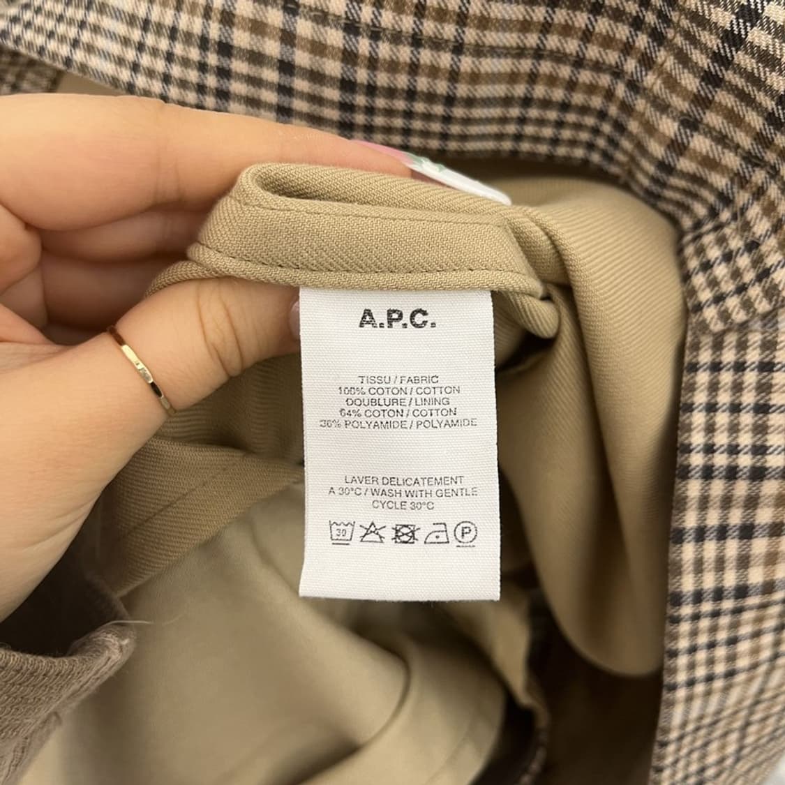 아페쎄 APC 아이유 모던시크 캐주얼 체크 미디 맥코트 L C11021 상품이미지6