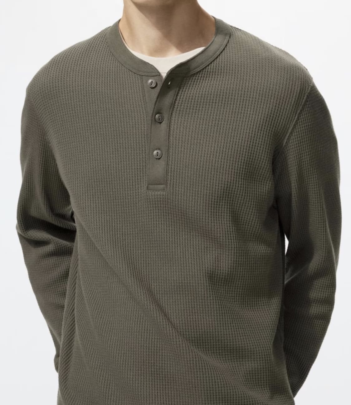 유니클로 와플 헨리넥 M (올리브, 블랙, 베이지) 상품이미지1