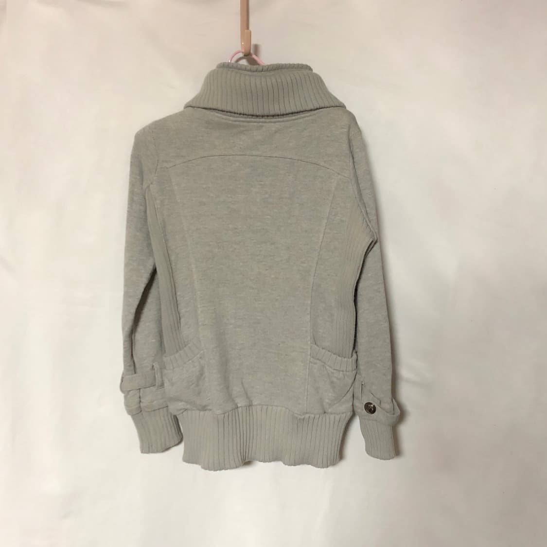 리브 버튼 후드 집업 그레이 상품이미지9