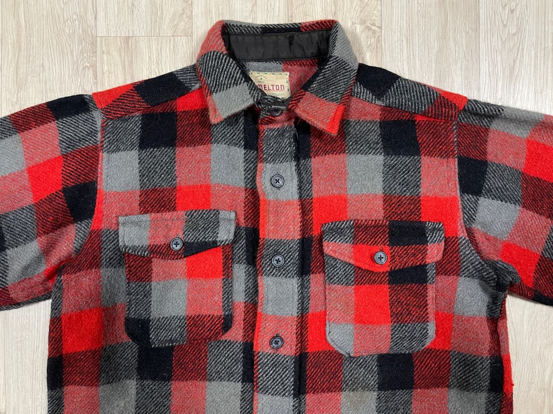 95) 50's Melton 체크 울셔츠(미국제)RRL&LVC&폴로 상품이미지4