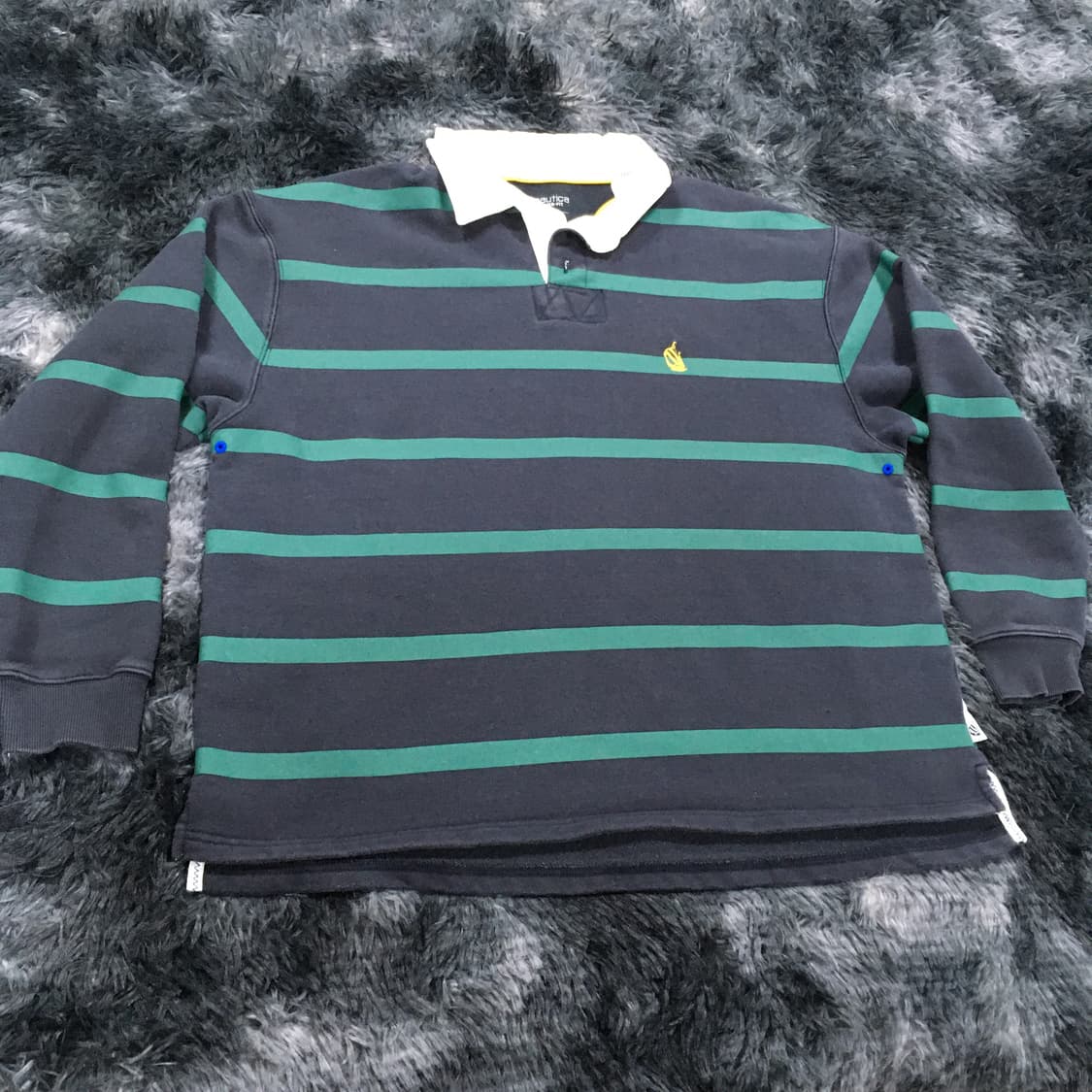 투티/0235 nautica 오버핏 스트라이프 카라 맨투맨 기모 상품이미지3