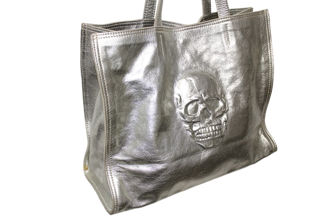 2000s ITALY 10 PELLE 메탈릭 스컬 토트백 상품이미지3