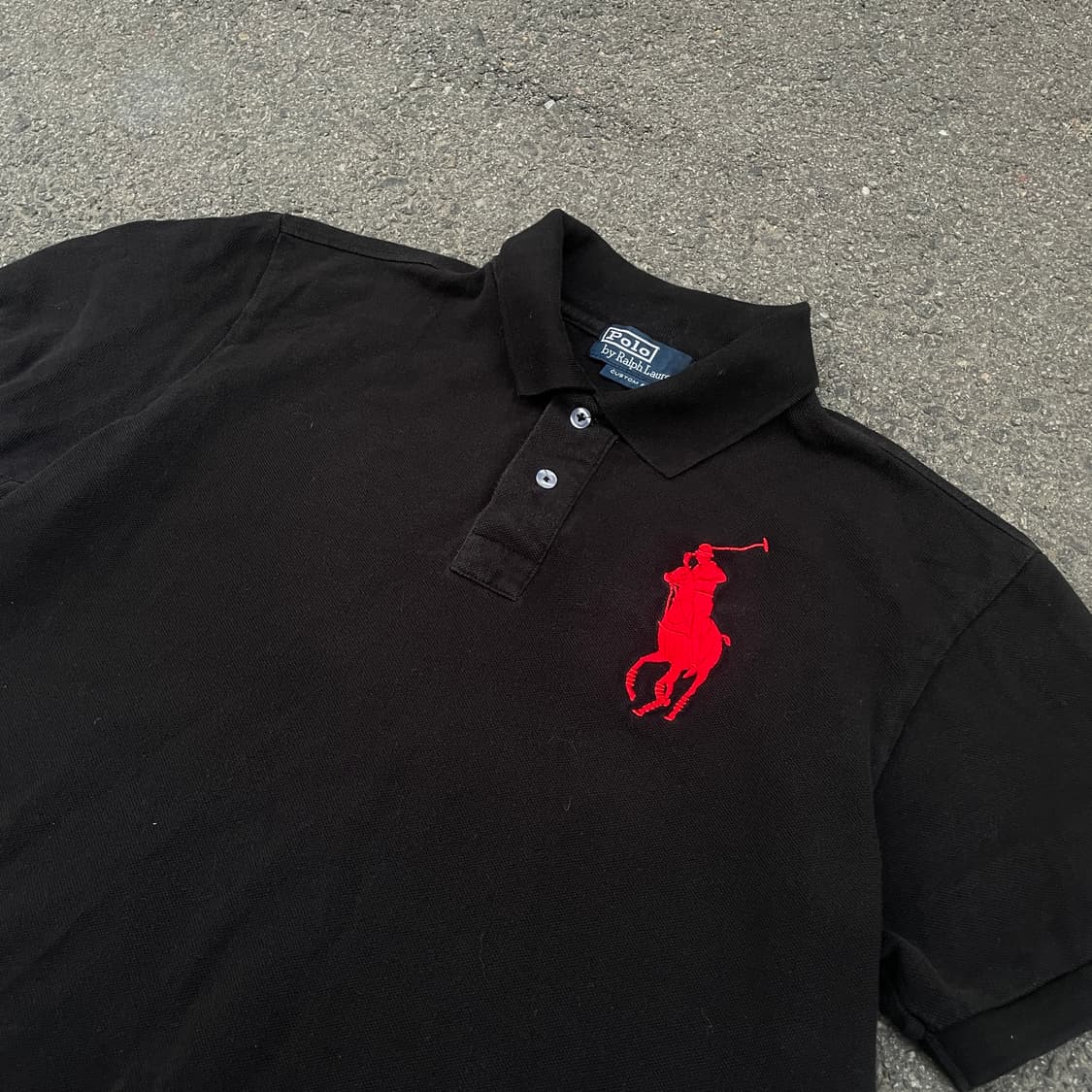 90s 폴로 빅포니 커스텀핏 레드포니 대대장 반팔 카라티 티셔츠 L 상품이미지4