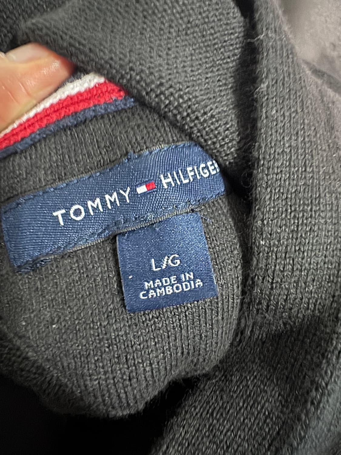 타미힐피거 스펠로고 코튼 니트 후드티 L 블랙 상품이미지3