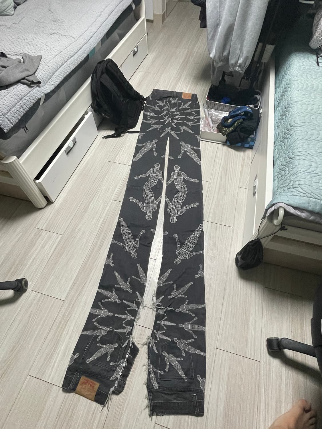 [급처] SURGERY x UNBORN SOCIETY 롱 더블 진 블랙 상품이미지8