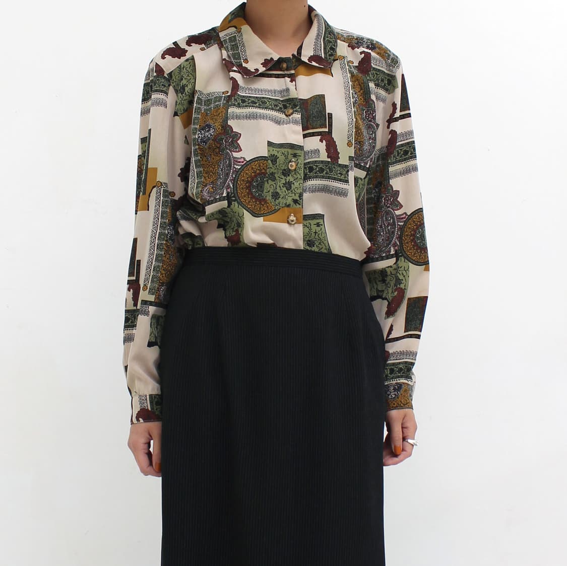  일본 빈티지 페이즐리 패턴 블라우스 상품이미지6