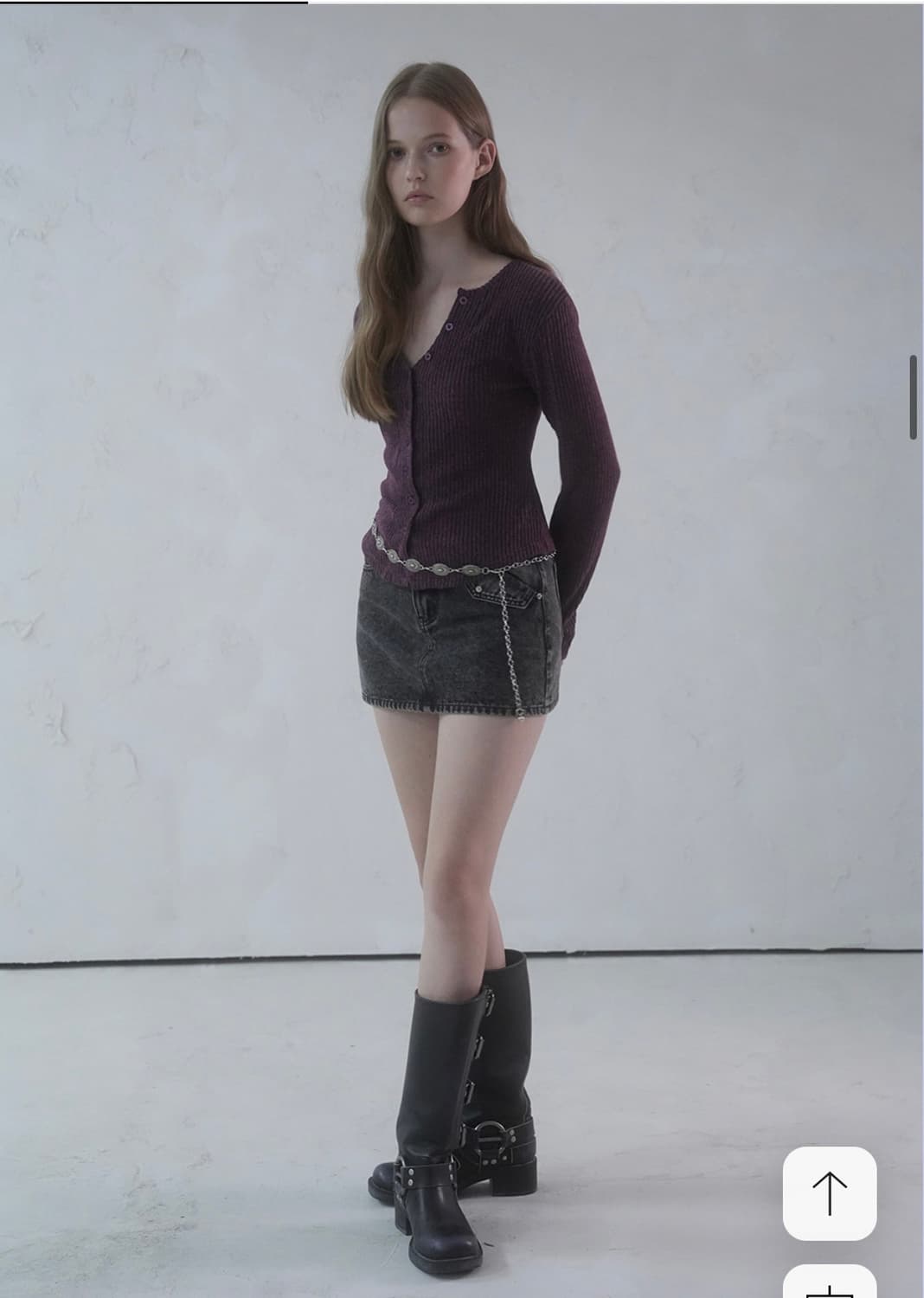 어반드레스 골지 니트 브이넥 가디건 니트 퍼플 M 상품이미지3