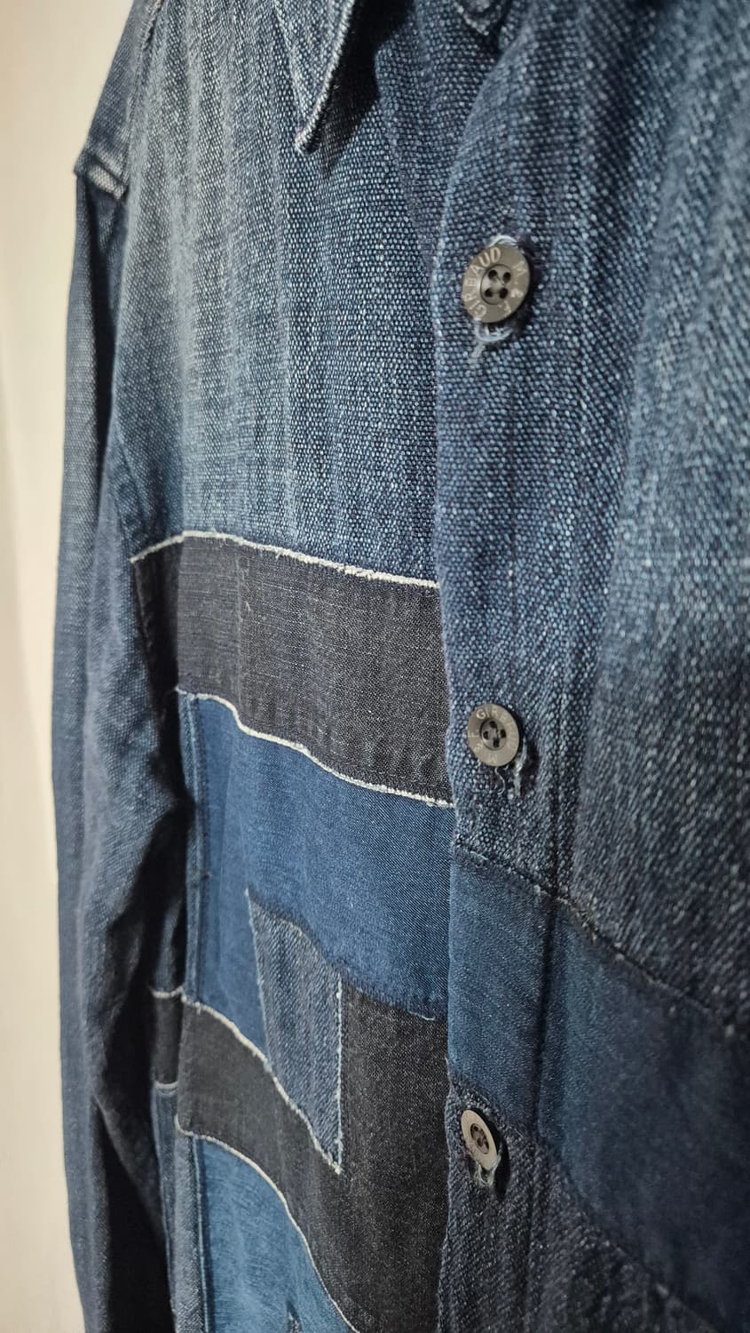 90s 일본 마리떼 프랑소와 저버 데님 패치워크 셔츠 남방 상품이미지4