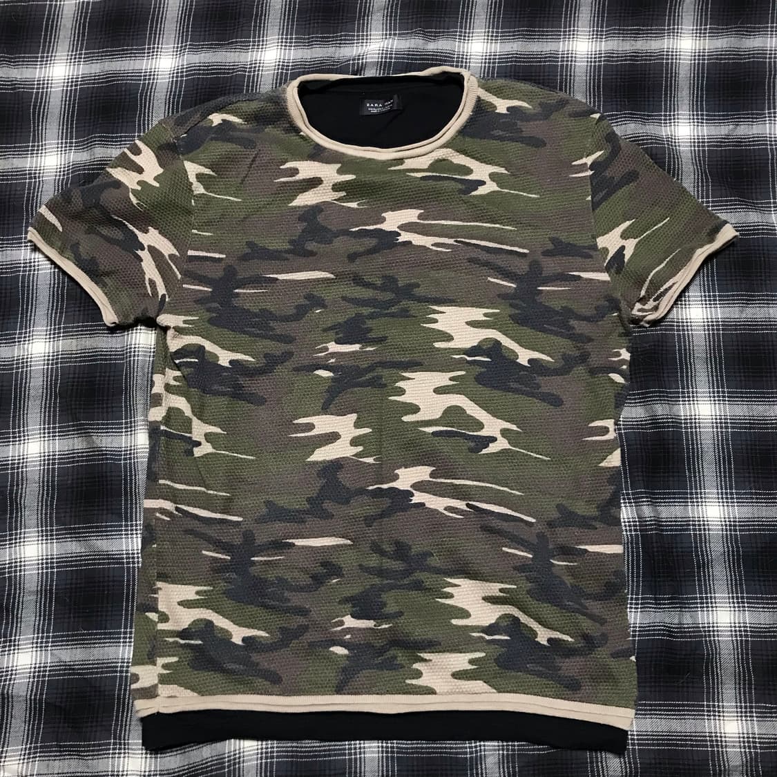 자라 10s 아카이브 와플 카모패턴 레이어드 티셔츠 상품이미지1