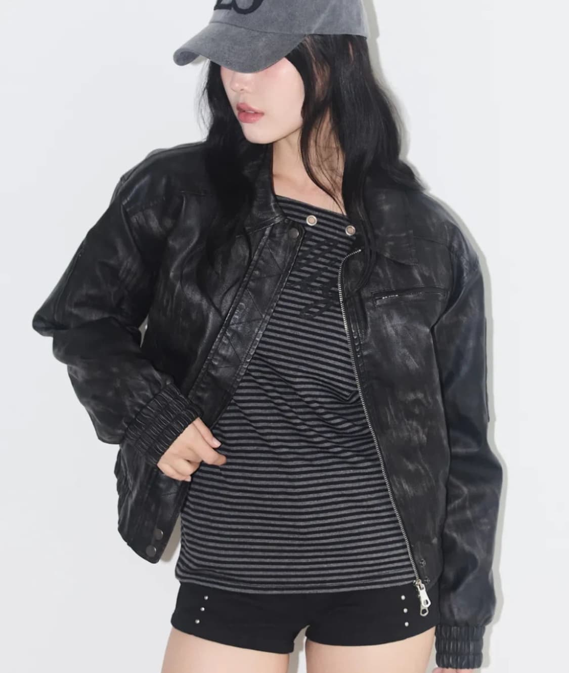 일리고 레더 봄버 자켓 상품이미지2