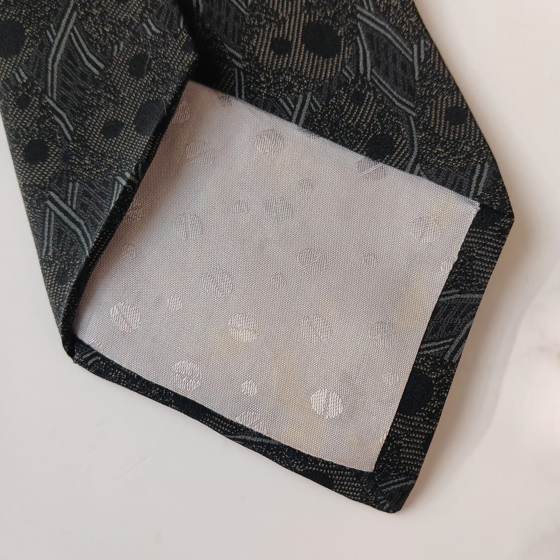 타케오 키쿠치 실크 블랙 패턴 넥타이 9.3cm A+등급 A19641 상품이미지8