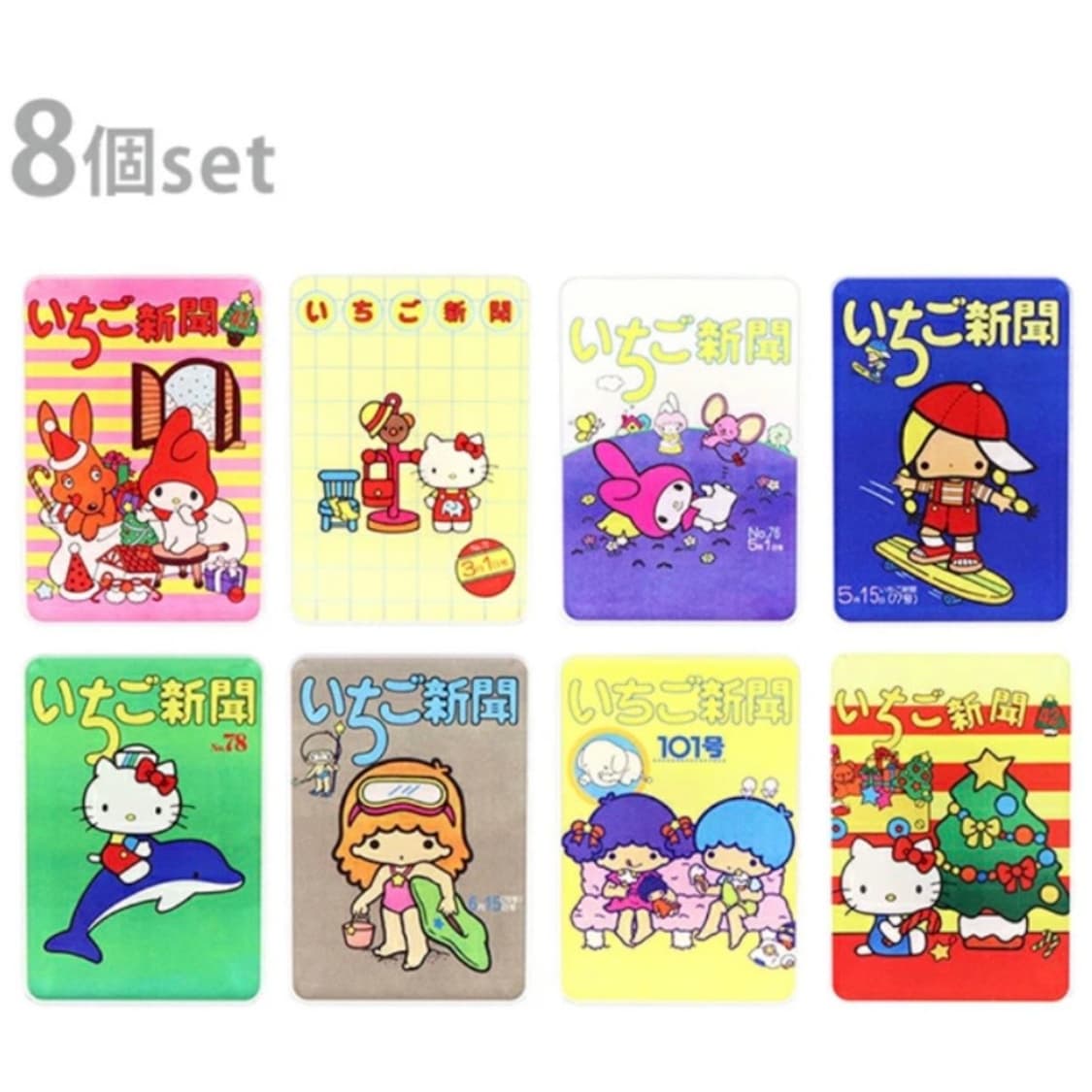 산리오 이치고신문 1970년대 기념 클립 8종 풀박스 상품이미지1